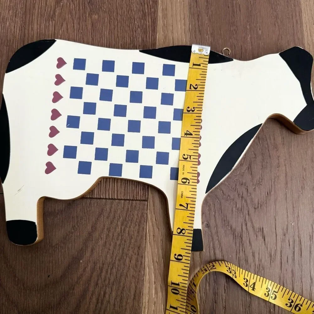 Vintage 80s 90s Cow Heart Country Kitchen Folk Art Plaque 14”x8.5”